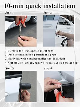 SYOAUTO 13Ft(4M) Door Edge Guard Black Car Door Protector Edge Guards Rubber Auto Door Trim U Shape Build in Metal Sheet No Need Adhesive Easy to Cut Fit for Most Vehicles