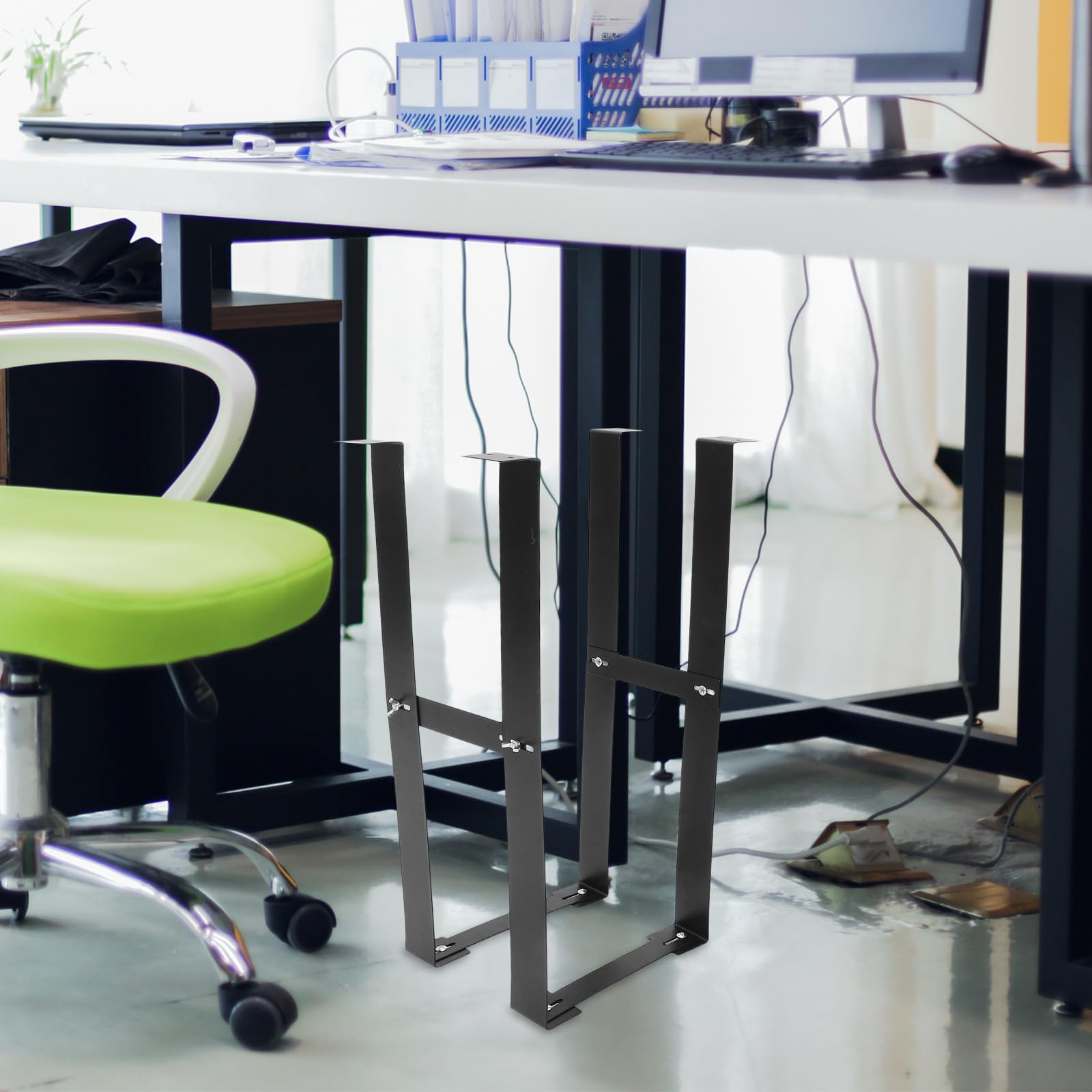 ULTECHNOVO Soporte Ajustable y Resistente de Acero al Carbono Negro para Montaje Debajo del Escritorio en Oficina o Espacio de Trabajo