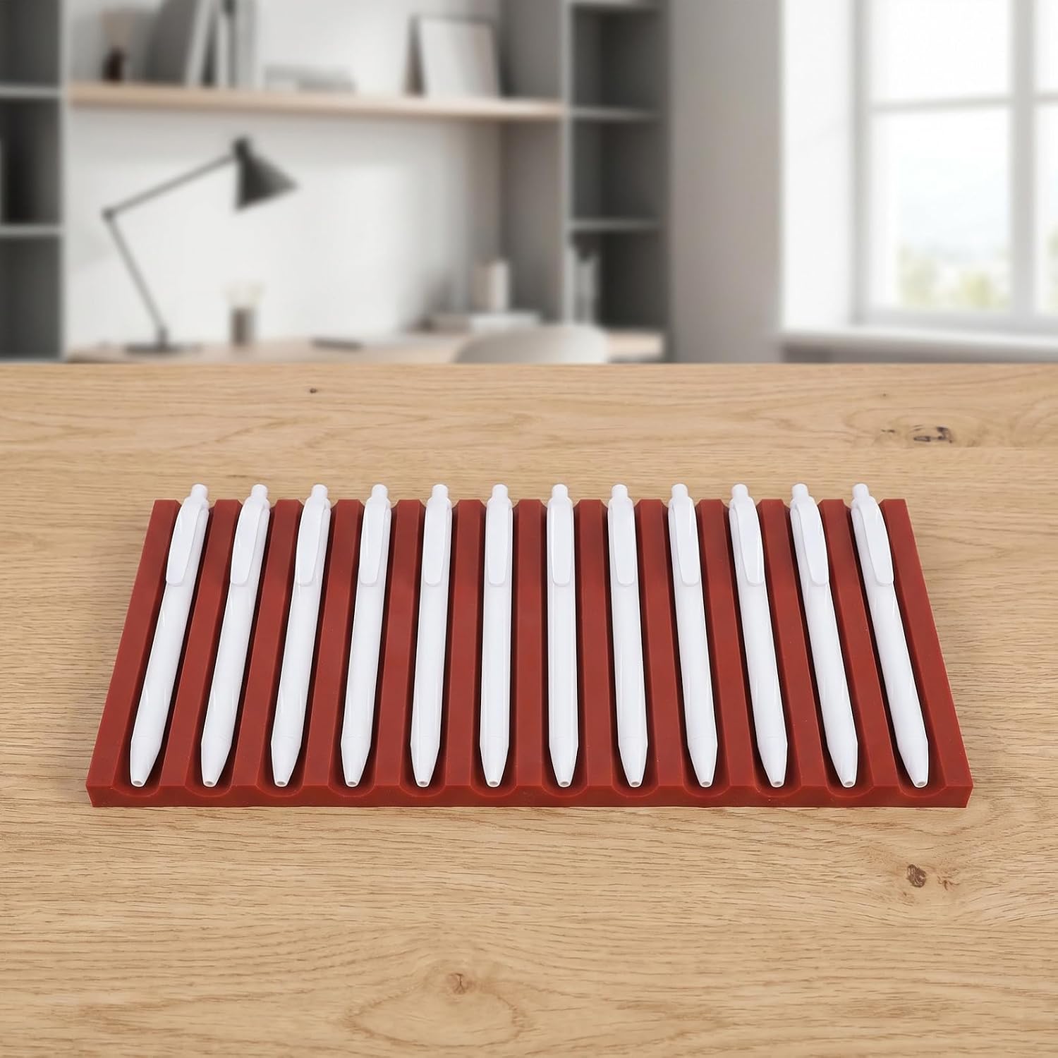 SOLUSTRE Silicone Heat Press Mat for Pen Sublimation with 12 Slots High Temp Resistant Silicone Pen Heat Transfer Pad 9.65x4.06x0.39in for DIY Stationery