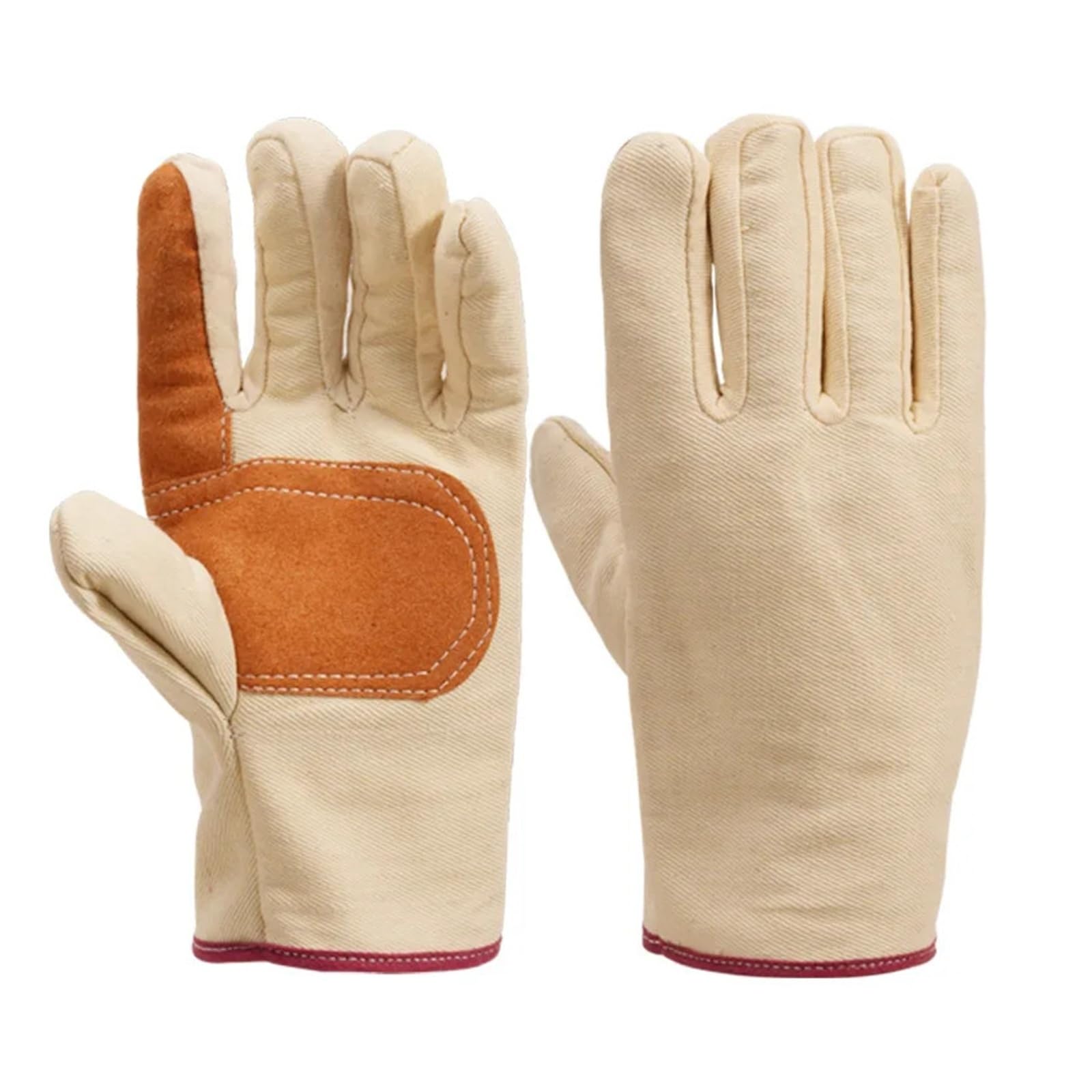 LNHHG Welding Clothes, Thickened Canvas Gloves Palm Index Finger Fitter Welder Heat Insulation Wear-Resistant Labor