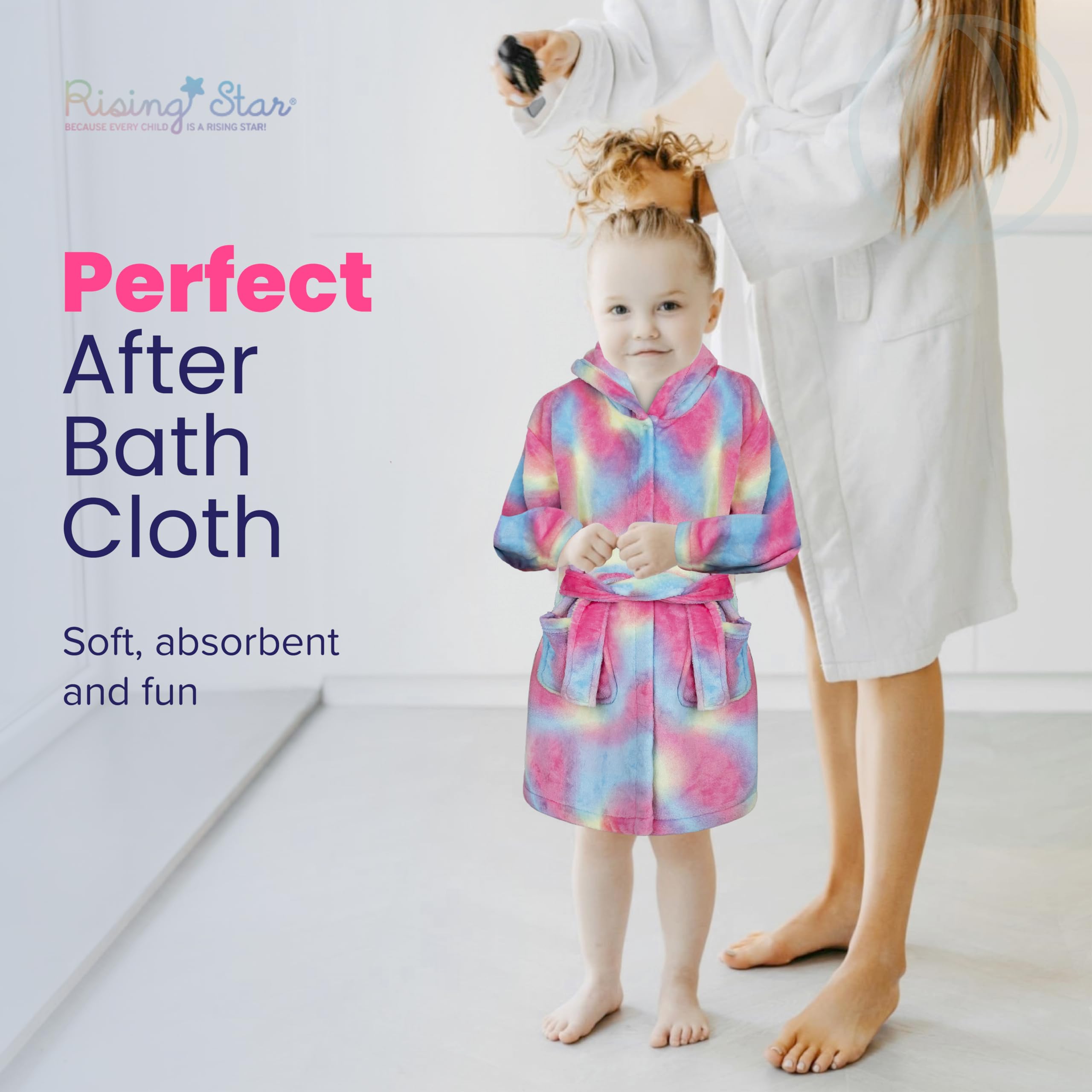 Rising Star Kids Robes for Girls Robe Soft Plush Hooded Fleece Bathrobe - Unicorn Gifts for Girls Age 6-8