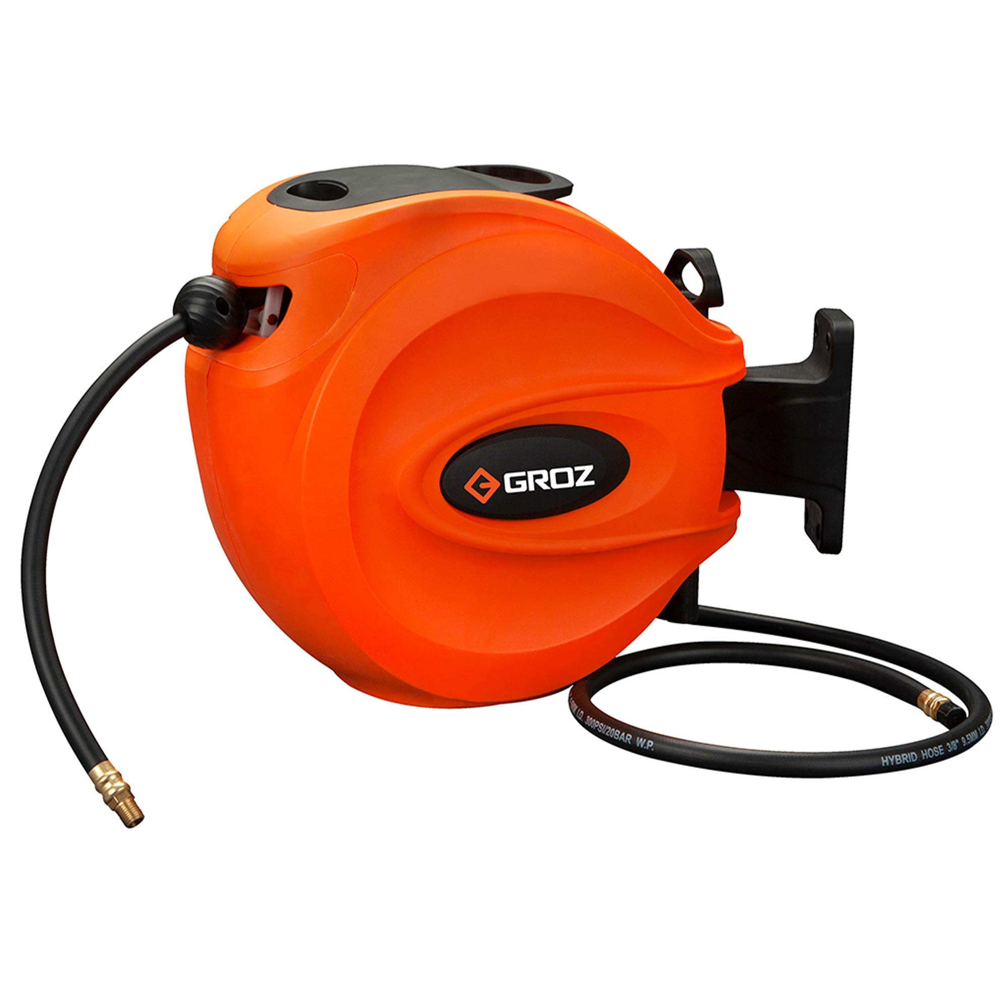 GROZ Air/Water Hose Reel with slow rewinding mechanism| Fully Enclosed Design | Locking Mechanism| Hose Length: 15 Meter | Integrated 180° Swivel Wall Bracket| HRP/AW/15M/3-8/B (B08KVSSB7Y) Amazon Price History, Amazon Price Tracker
