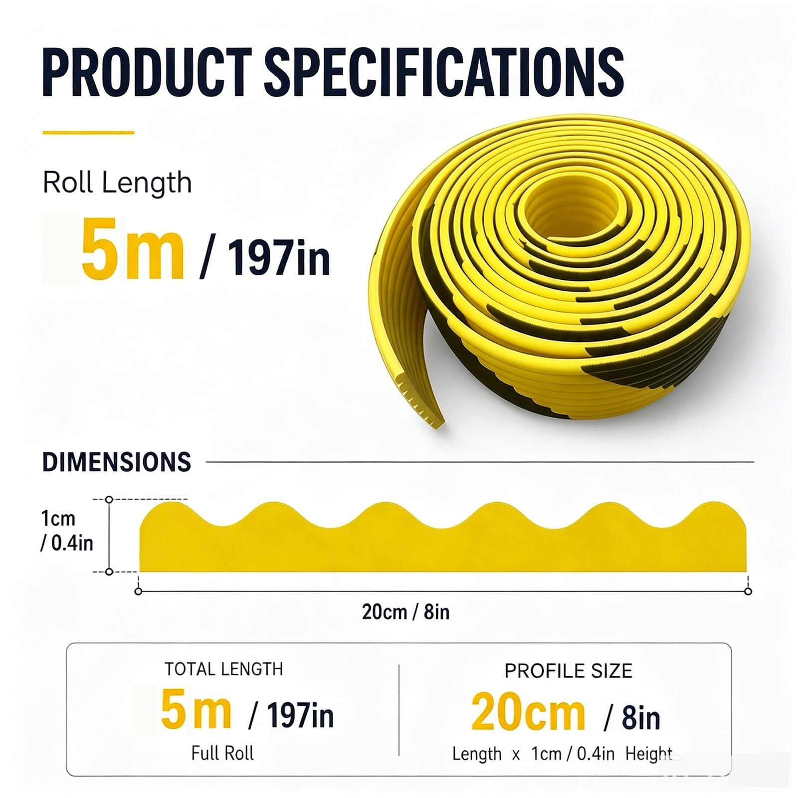 Protector Esquinas Pared 5M, Protector De Esquina De Pared De Goma NBR Autoadhesivo, Parachoques De Seguridad Amarillo Negro para Estanterías, Paredes, Muebles(W20xH1cm/W8xH0.4in)