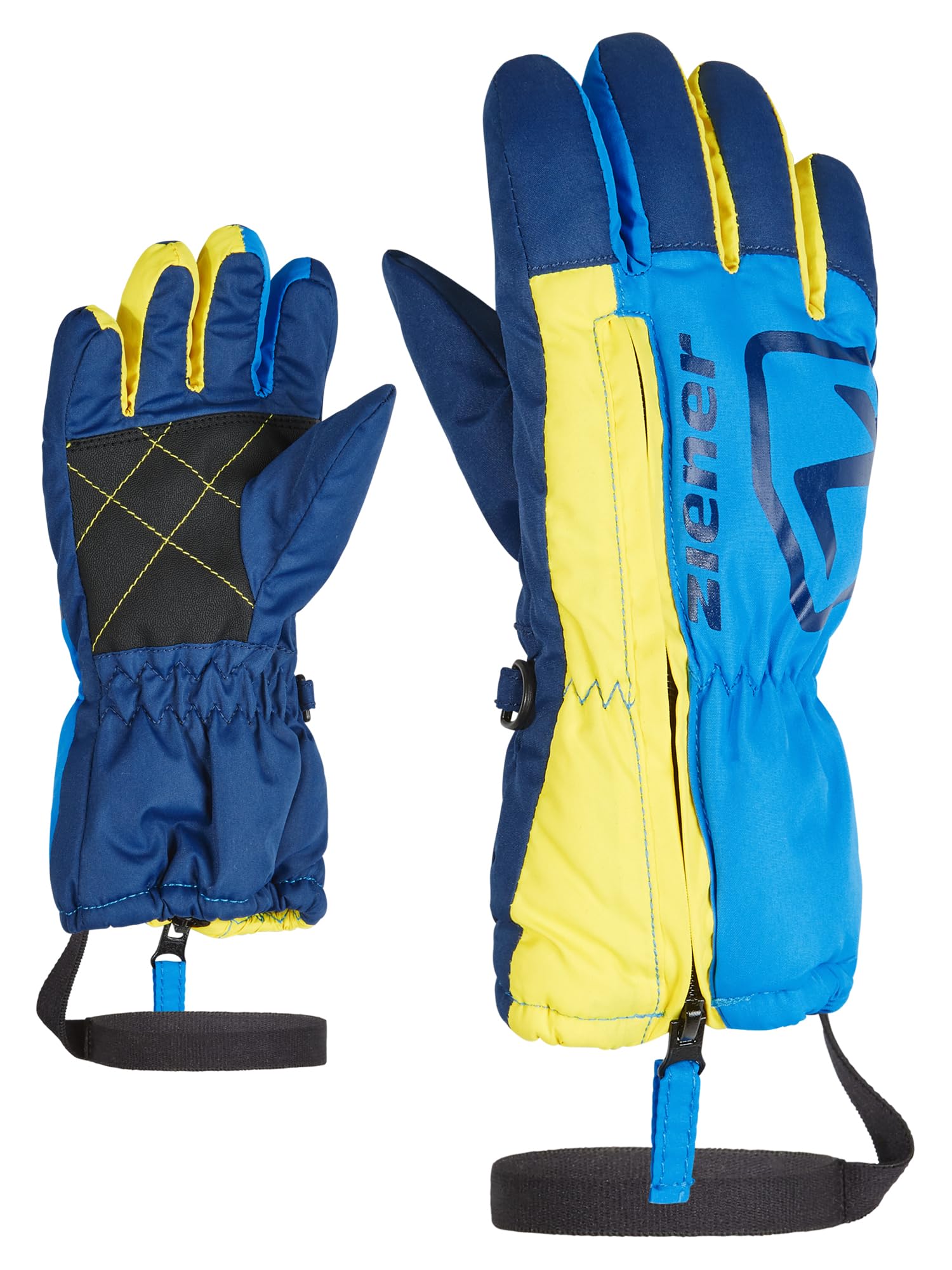 Ziener Toddler Leo Ski Gloves/Winter Sports Long Zip Leash, Persian Blue, 110, 3.5