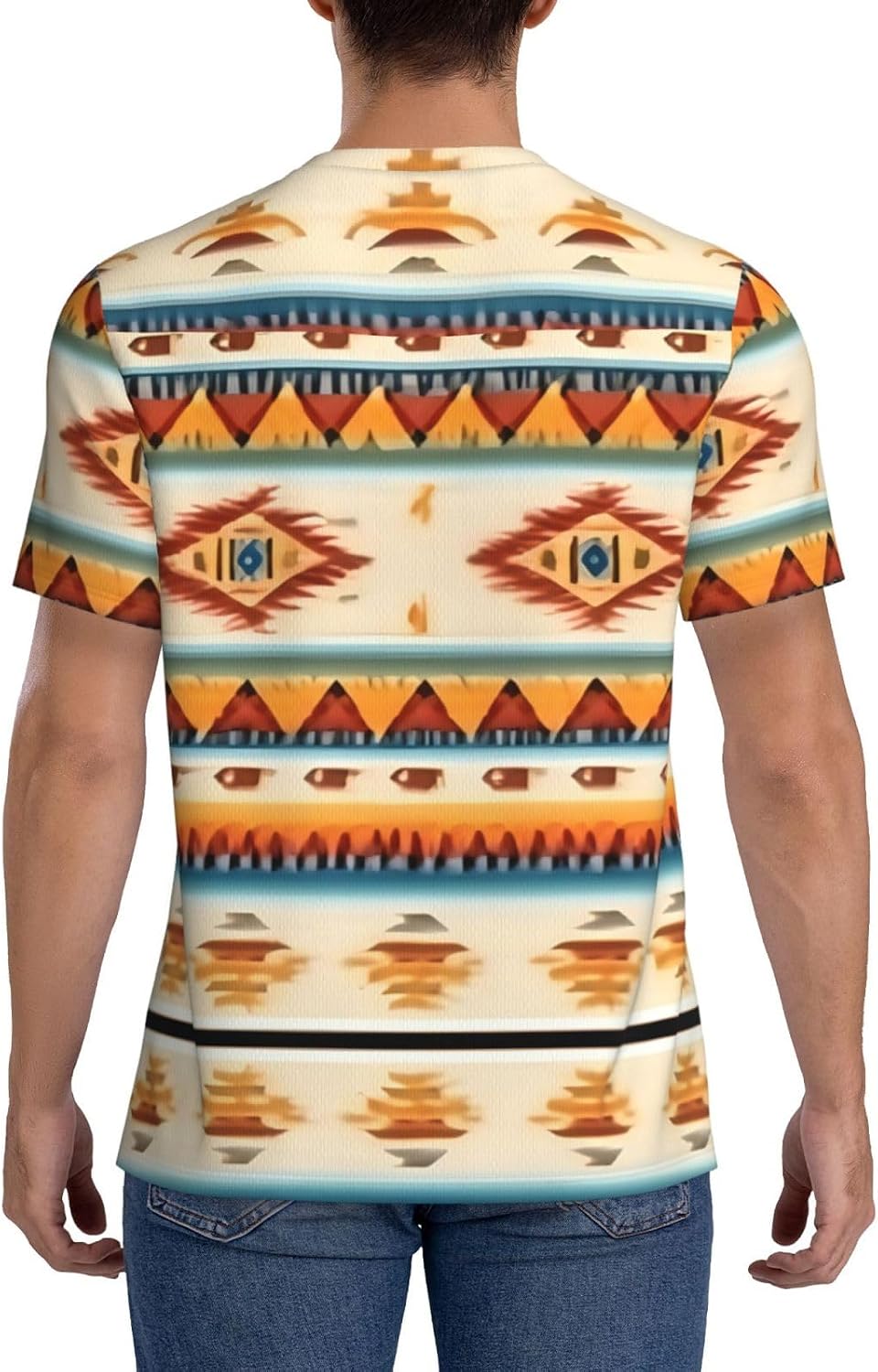 Native American Print Rugby Football Jersey for Men, Comfortable V-Neck Loose Fit Top for Team Sports Athletics