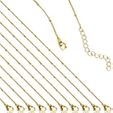 Stino 10 Pack Adjustable Satellite Necklace Chains for Jewelry Making, 18K Gold Plated, 18-22 Inch, Bulk Jewelry Finding Supplies
