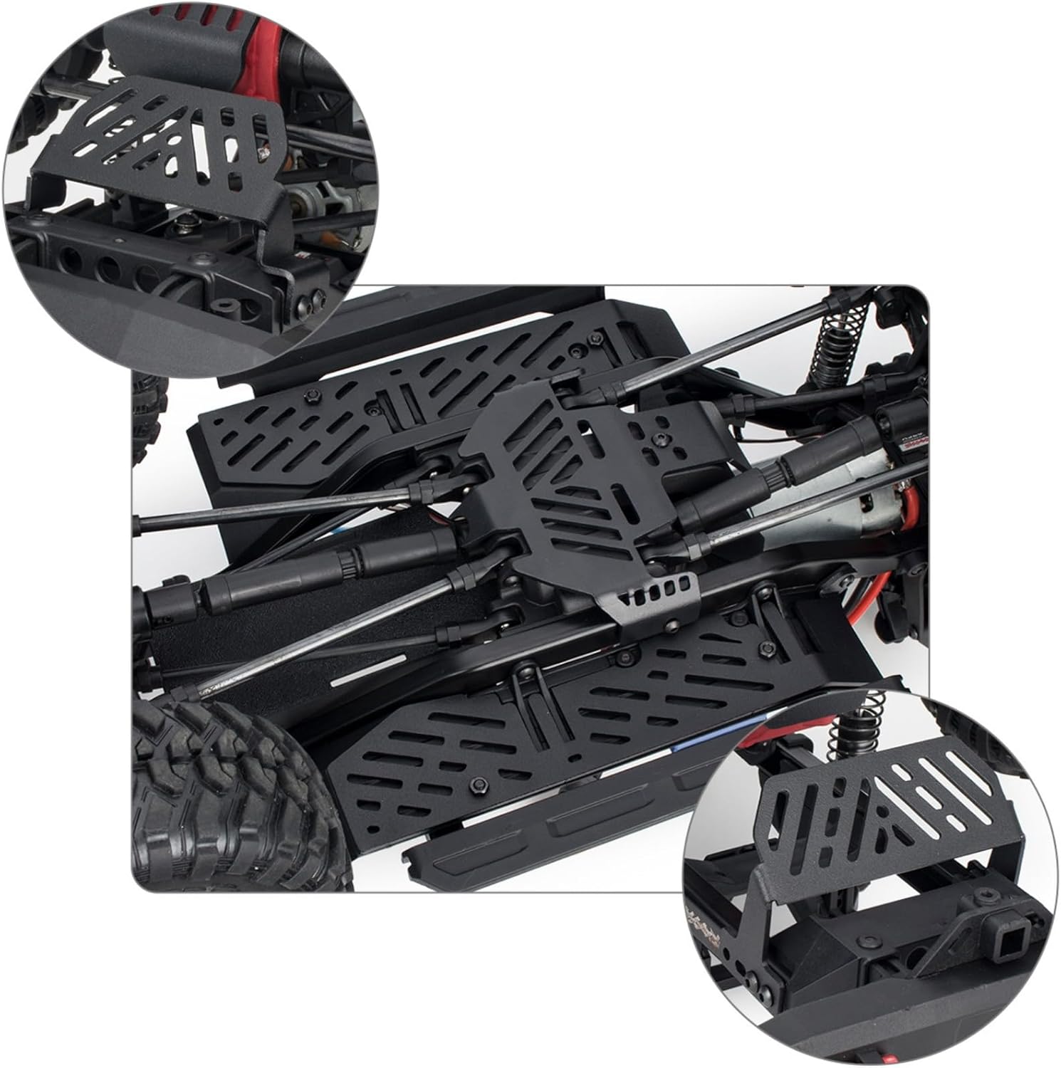 7pcs 1/10 RC TRX4 Chassis Armor Set Skid Plate Link Shock Axle Protector for TRAXXAS TRX-4 Sport Body (Powder Spray) Bronco K5 Blazer Defender Upgrade