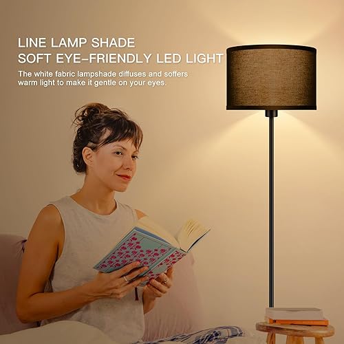 Miniatura 103 de Lámparas de pie doradas para sala de estar, lámpara de pie moderna, pantallas blancas, interruptor de pie, lámparas de poste simple lámpara alta