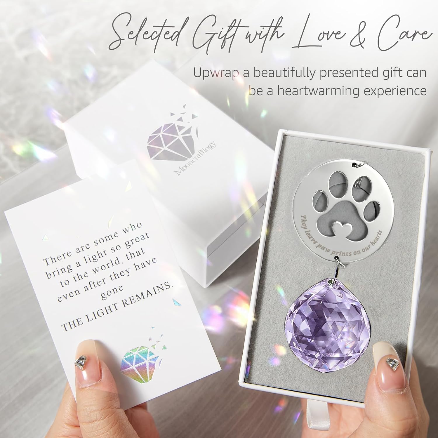 Mooncraftlogy Pet Memorial Gifts, Crystal Sun Catcher for Loss of Dog & Cat image 3