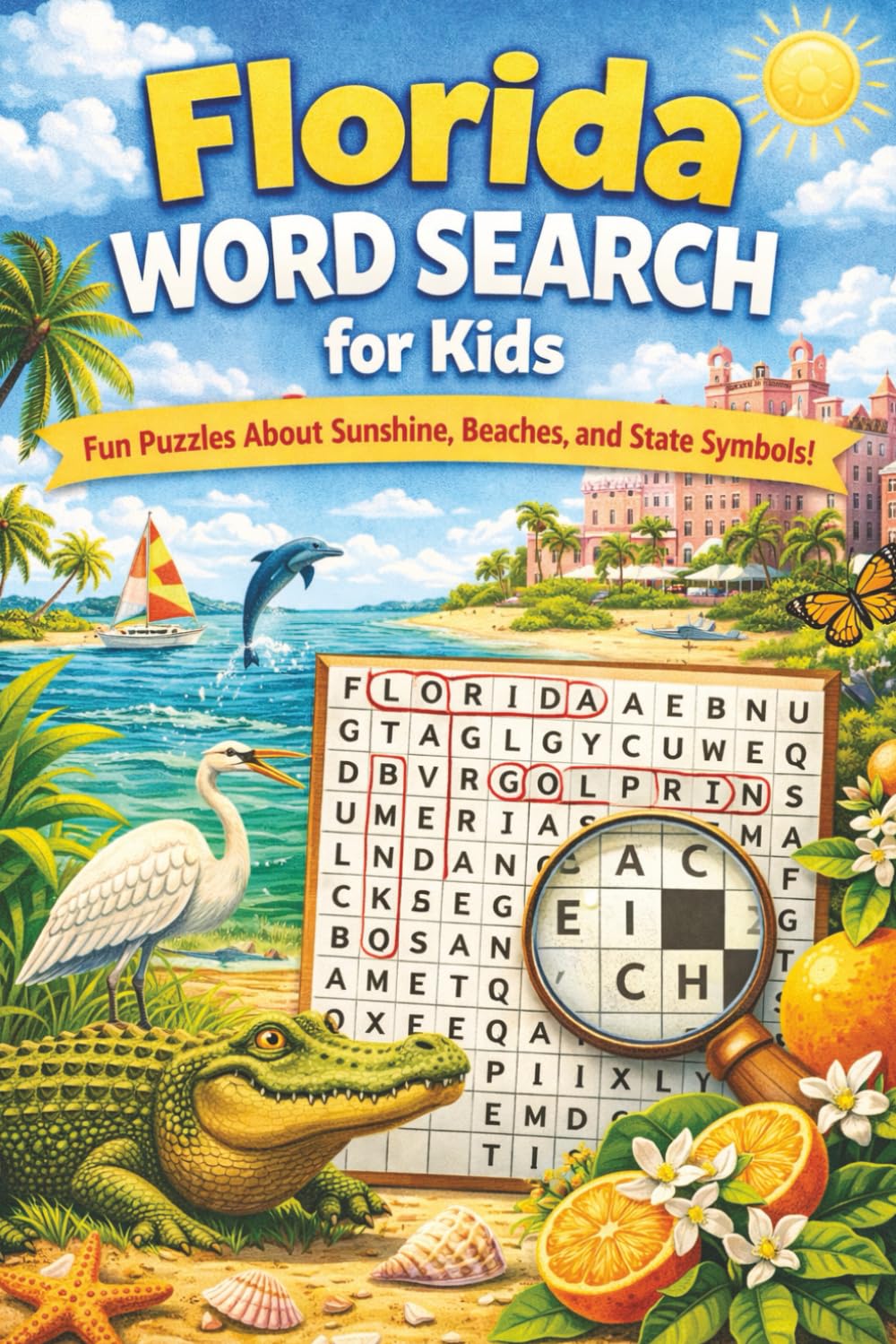 Florida Word Search For Kids: Word Search Puzzles for Kids Ages 6 to 12, Fun and Educational Brain Games About Local Fun, Beaches, Alligators, ... and the Sunshine State, With Solutions