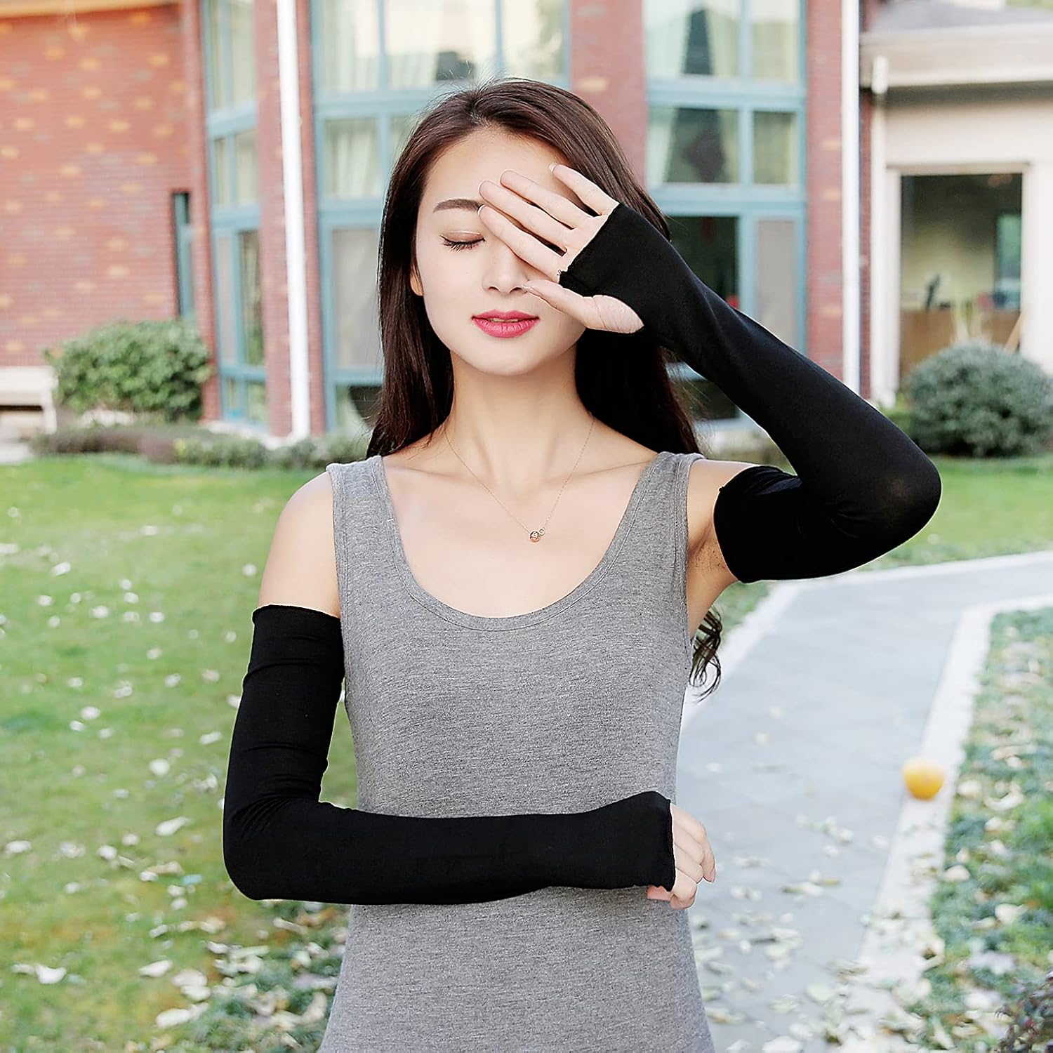 Bellady Arm Sleeves for Women Fashion,3 Pairs Stretchy Long Fingerless Gloves,Thumbhole Arm Warmer Sleeve,Black White Clear at  Women’s Clothing store