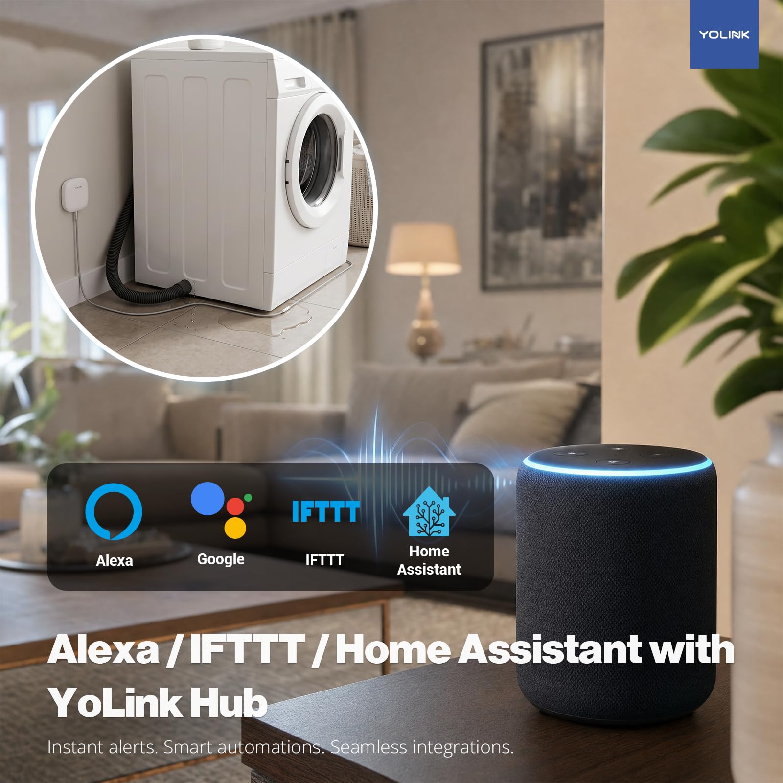 YoLink Water Leak Sensor - 1/4 Mile Range, Alexa Compatible -7