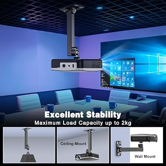 Projector Mount, Projector Wall Mount with 1/4-Inch Thread, Black