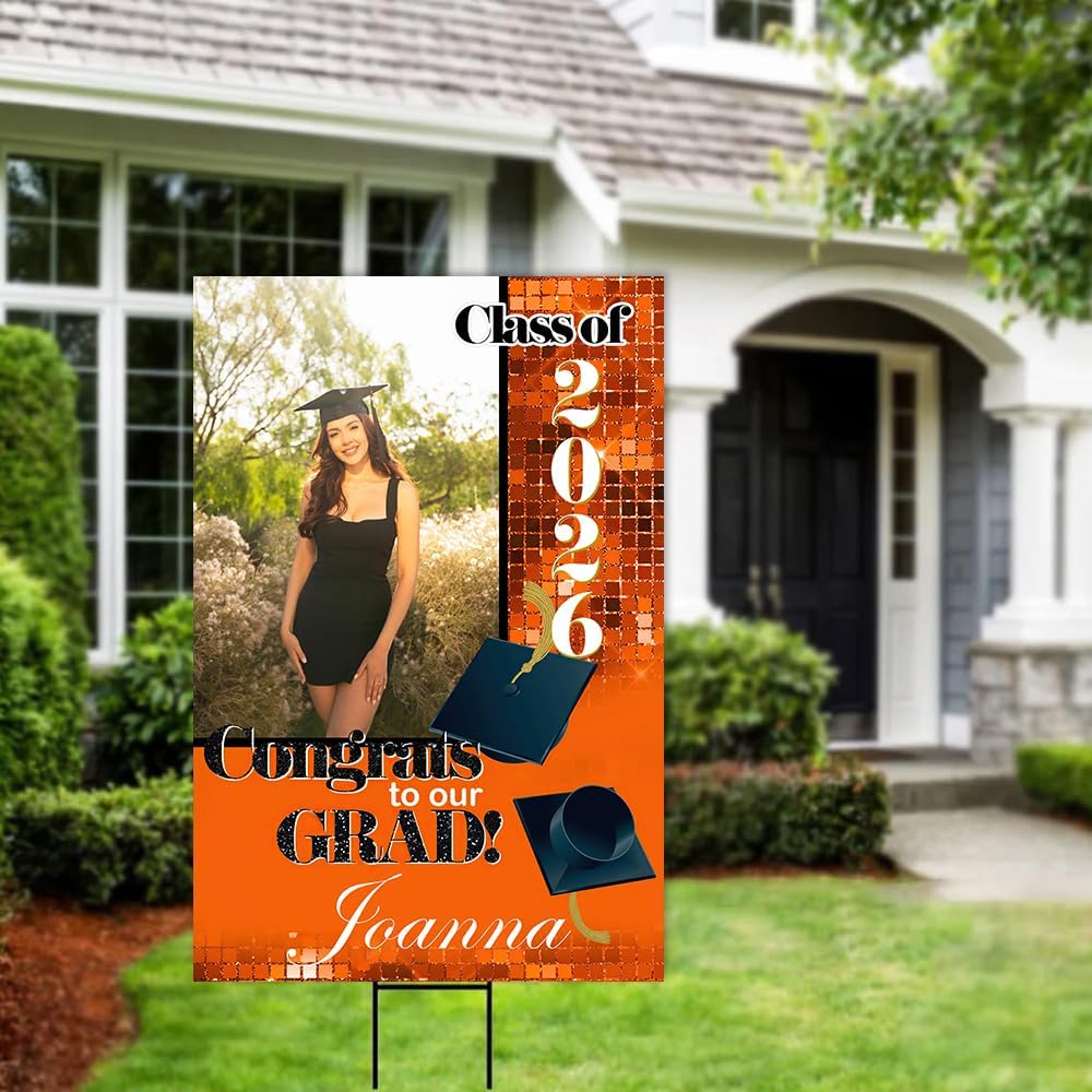 Personalized Graduation Sign Class of 2024 Graduation Photo Yard Sign - High School Senior Welcome Sign - Welcome Sign Congrats, Grad Lawn Sign, Graduation Yard Sign