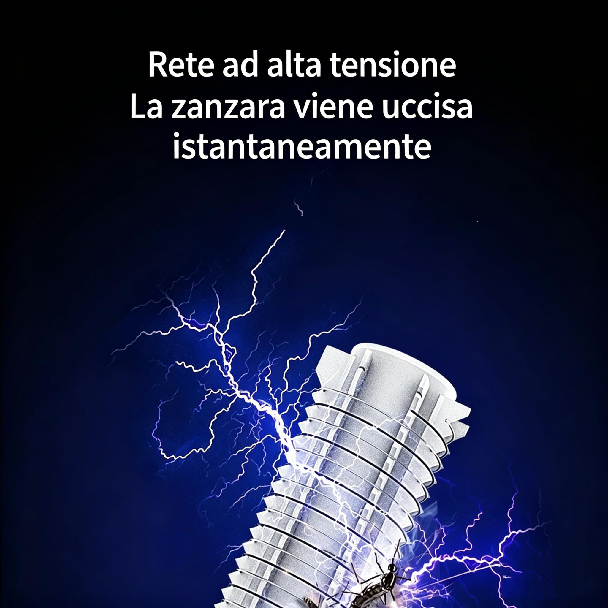 Zanzariera Elettrica 360° UV 365nm, Lampada Antizanzare Ricaricabile 4000mAh USB, Silenziosa <35dB con Luce Notte, Dispositivo Anti-Zanzare Senza Chimici per Interni Esterni