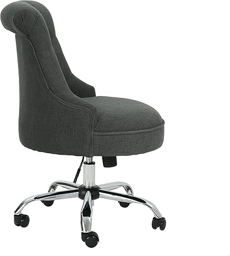 Miniatura 4 de Christopher Knight Home Tyesha - Silla de escritorio, color gris oscuro y cromo