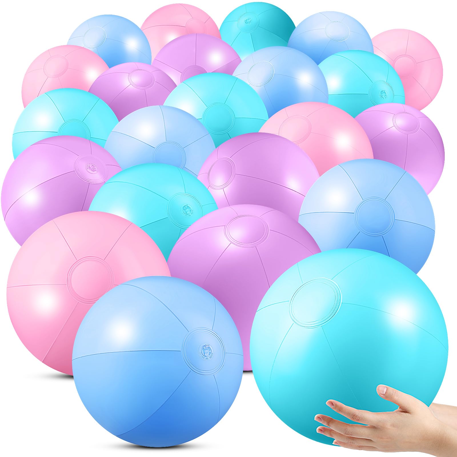 Vertintong 24 Pcs Inflatable Beach Balls Bulk Large Pastel Inflatable Beach Ball Party Decor Summer Water Games for Swimming Pool Wedding Outdoor Party Favors(Pastel Color,20 Inch,Rainbow)