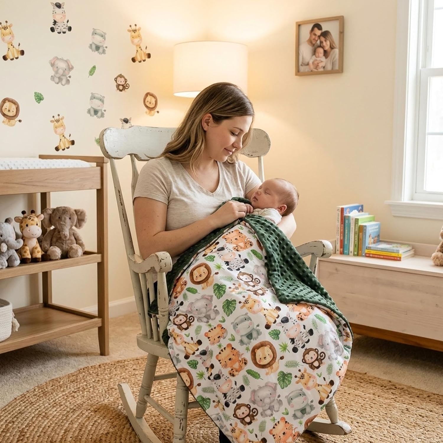 Jungle Animals Baby Blanket 30x40 Inches with Double Layer Dotted Backing | Safari Baby Soft Minky Blanket Nursery Bedding Swaddle for Newborns, Infants, Toddlers, Receiving Blanket