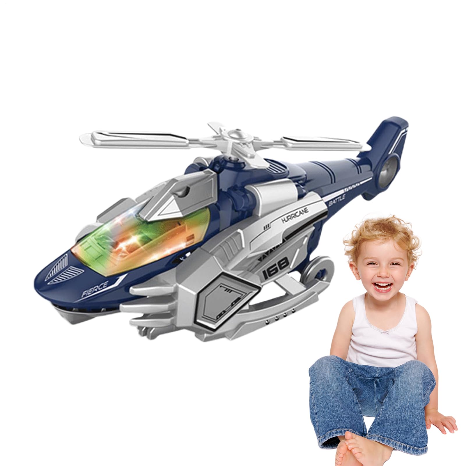 Figurines de dinosaures d'hélicoptère transformatrices avec musique légère - 8