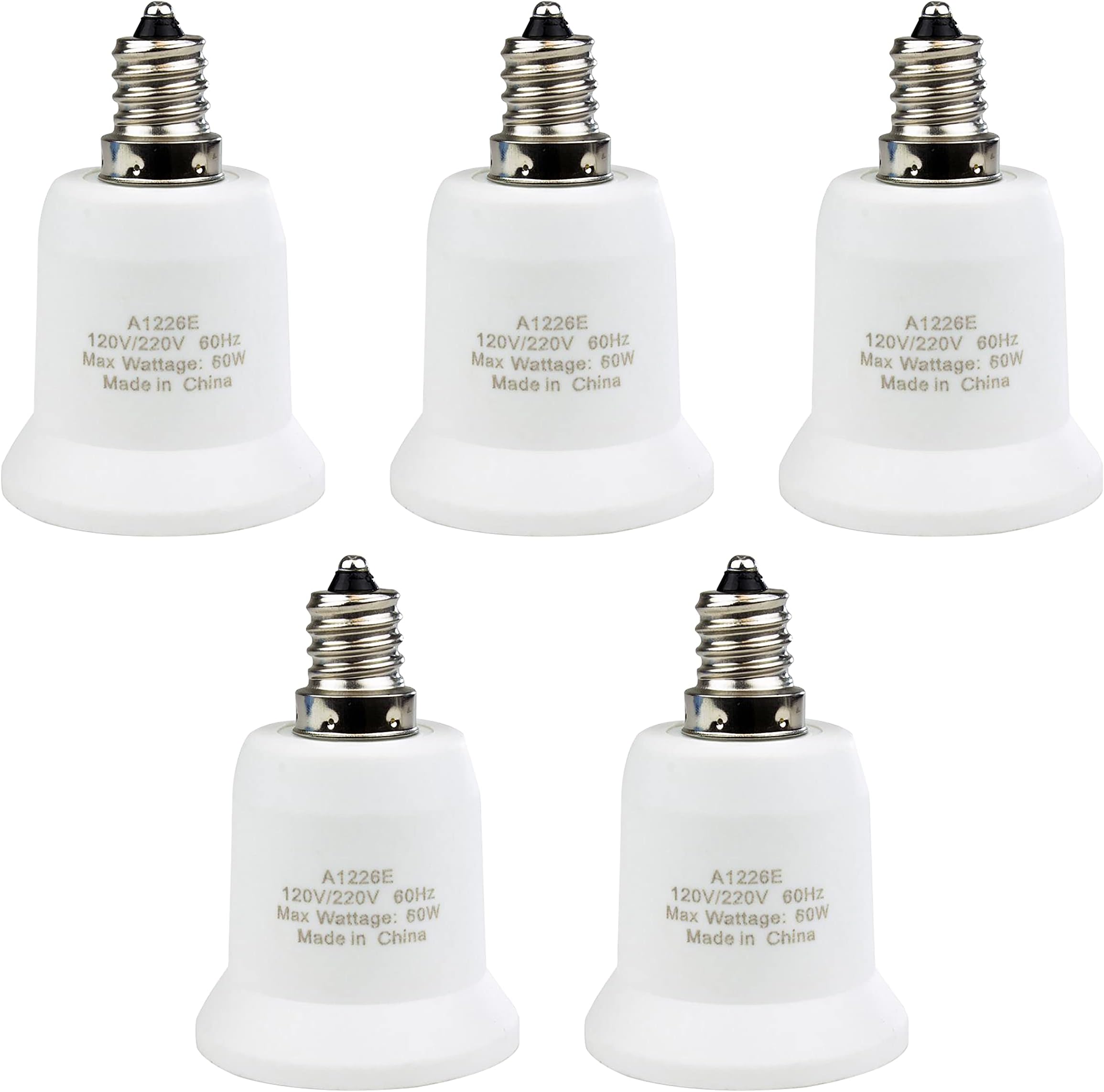 Newhouse Lighting A1226E-5 Candelabra To Standard Bulb Adapter, 5 Pack