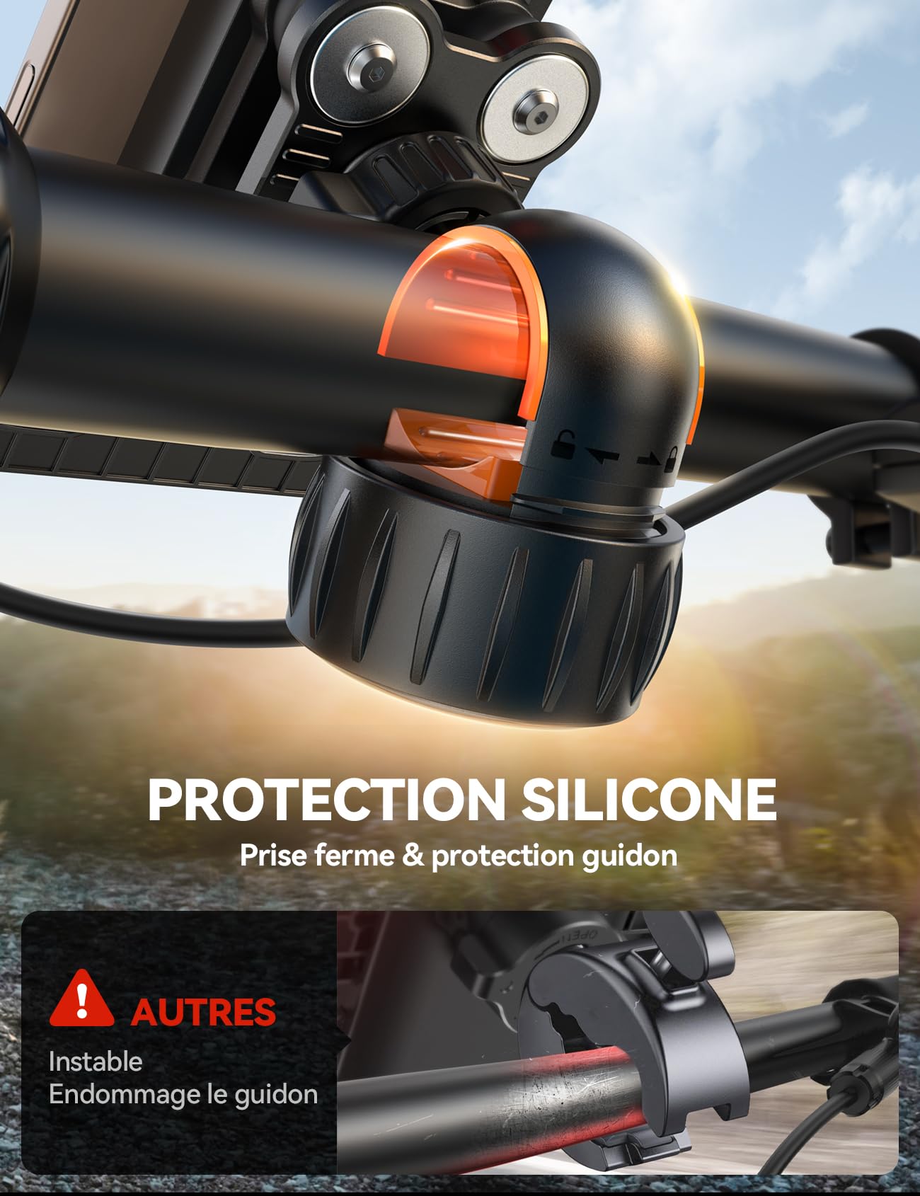 JOYROOM 2026 Support Téléphone Moto【Dernier Amortisseur】 Universel Porte Téléphone Vélo, Anti-Vibration pour iPhone 17/16/15 Pro Max, Samsung S25/S24/23 Ultra, Smartphones 4,7"-7"