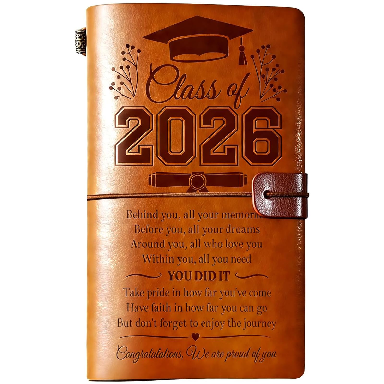 Graduation Gifts, Class of 2026 Graduation Gifts Leather Journal, 2026 Graduation Gift for Her Him 140 Page Refillable Journal Presents, Graduation Gift for College University School Grad Presents