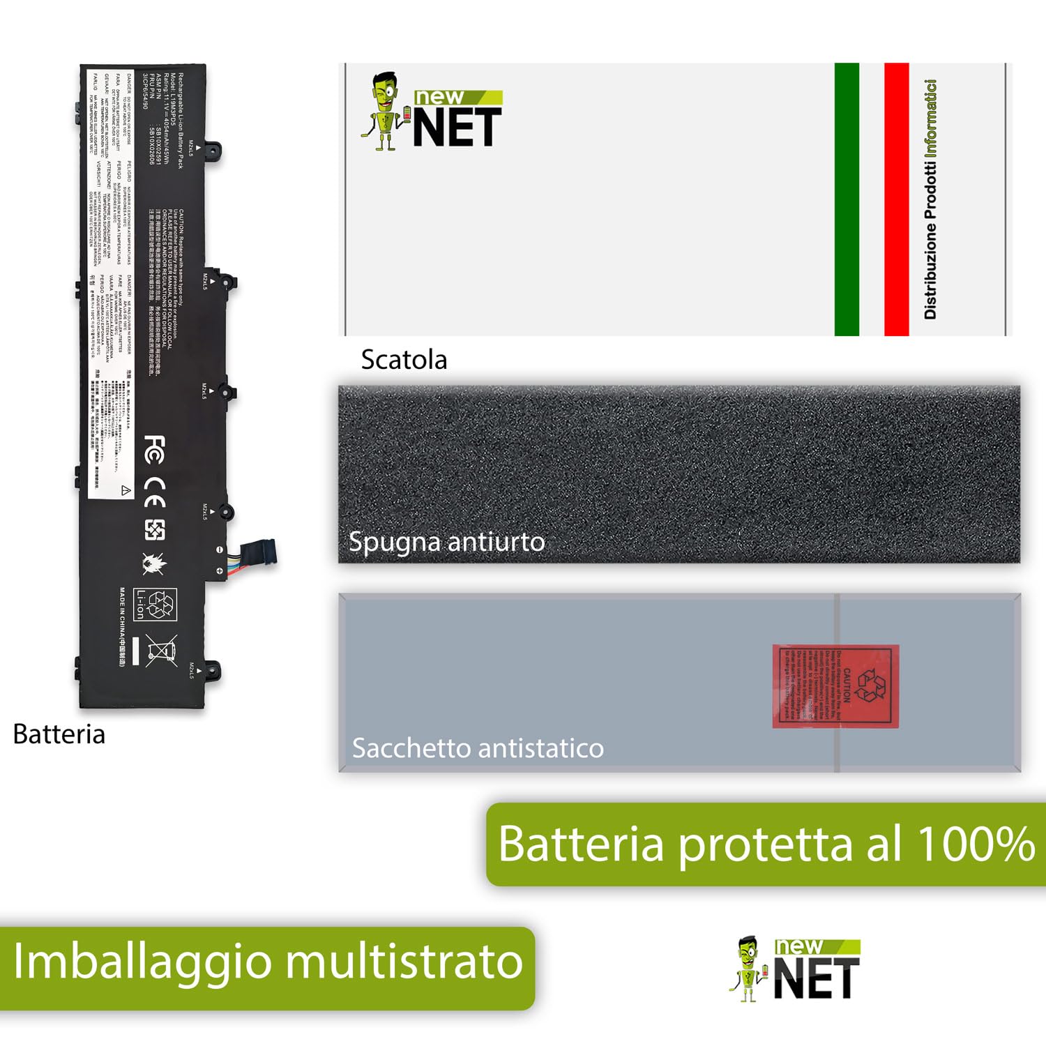 New Net - Batteria L19M3PD5 [11.1-11.52V 4054mAh] compatibile con Lenovo ThinkPad E14 Gen 4 (Type 21E3, 21E4, 21EB, 21EC), E15 Gen 4 (Type 21E6, 21E7, 21ED, 21EE)