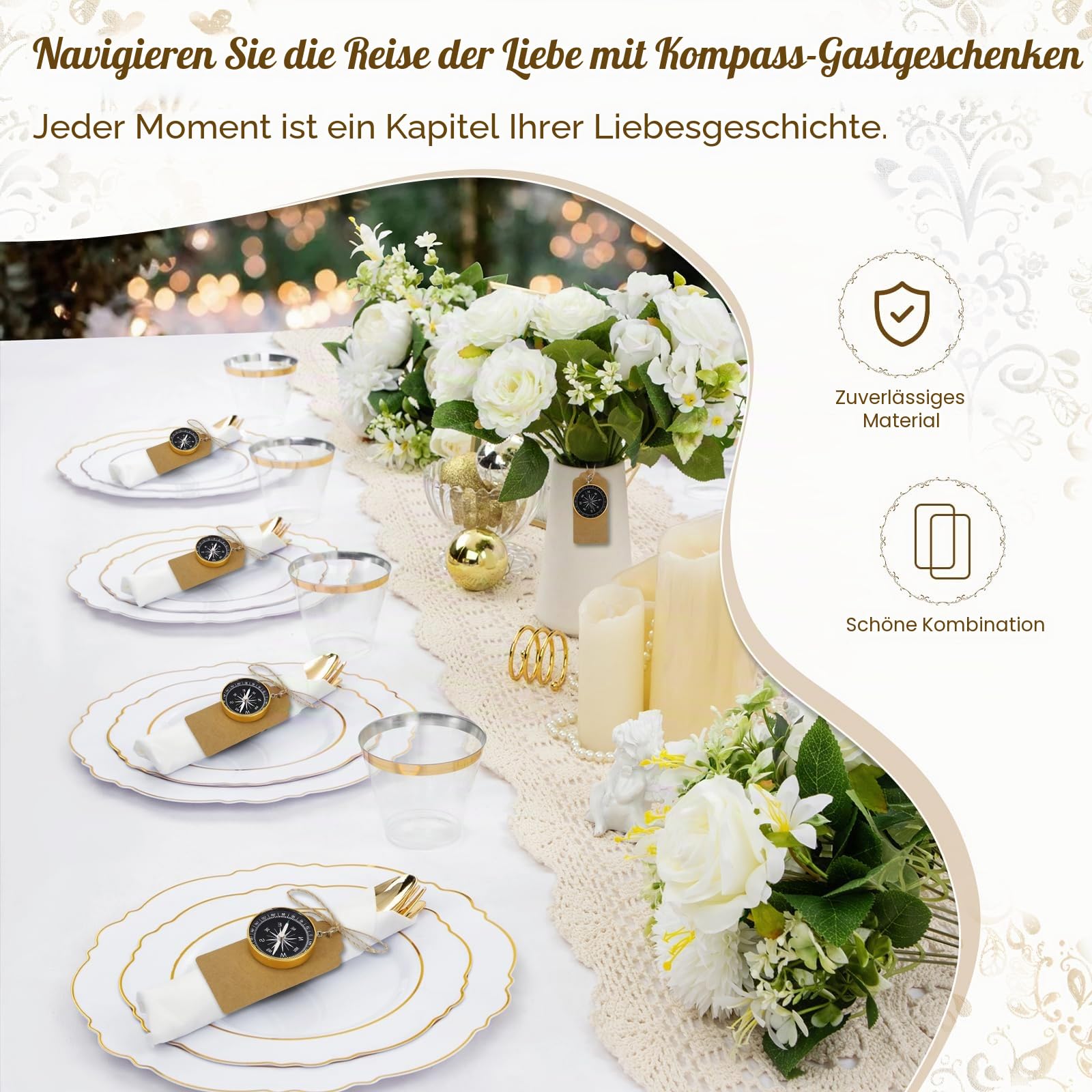 50 Stück Premium Mini Kompass Gastgeschenke Kreative Themenhochzeit für Gäste mit Kraftanhänger und Jute-Schnur Hochzeit Reise Thema Party Dekorationen nautische Weihnachtsschmuck