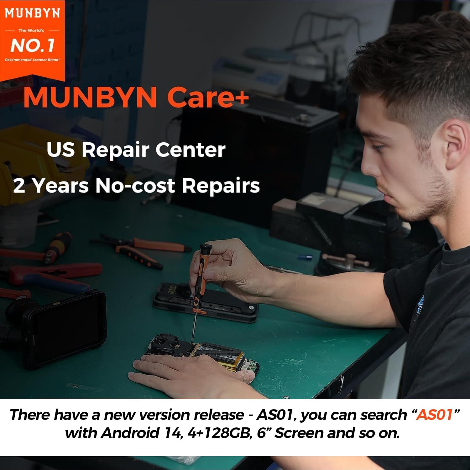 MUNBYN Android 13 Barcode Scanner Handheld Mobile Computer 1D/2D QR, US Repair Center, 2 Years No-Charge Repairs, Zebra SE4750 Engine, 8000mAh, Full Screen with Pistol Grip, 4G, Wi-Fi, PDA Scanner