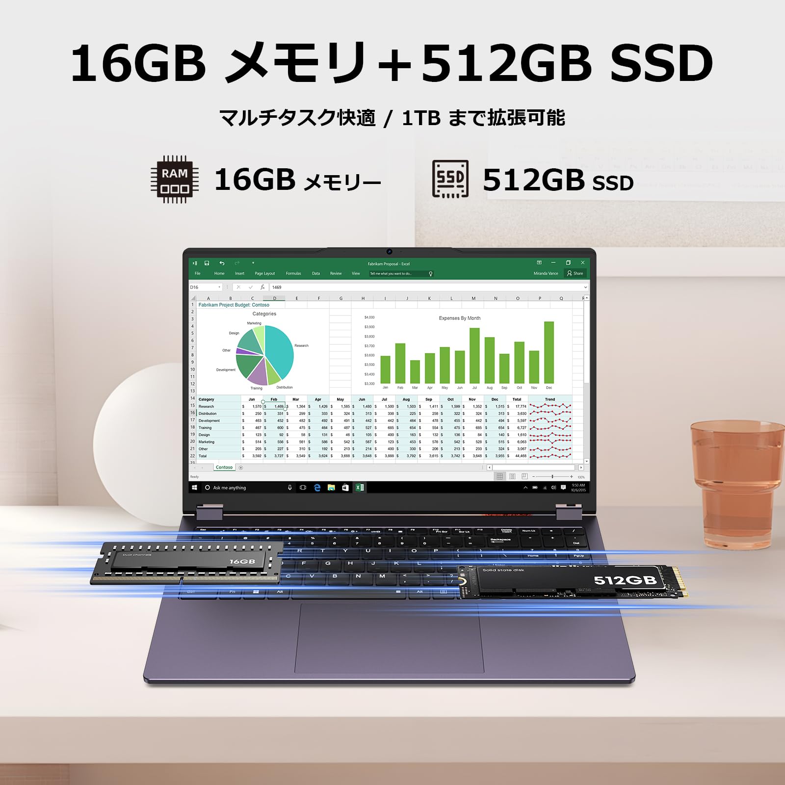 Amazon.co.jp: Laptop Computer with Office, 15.6-inch Touch Display