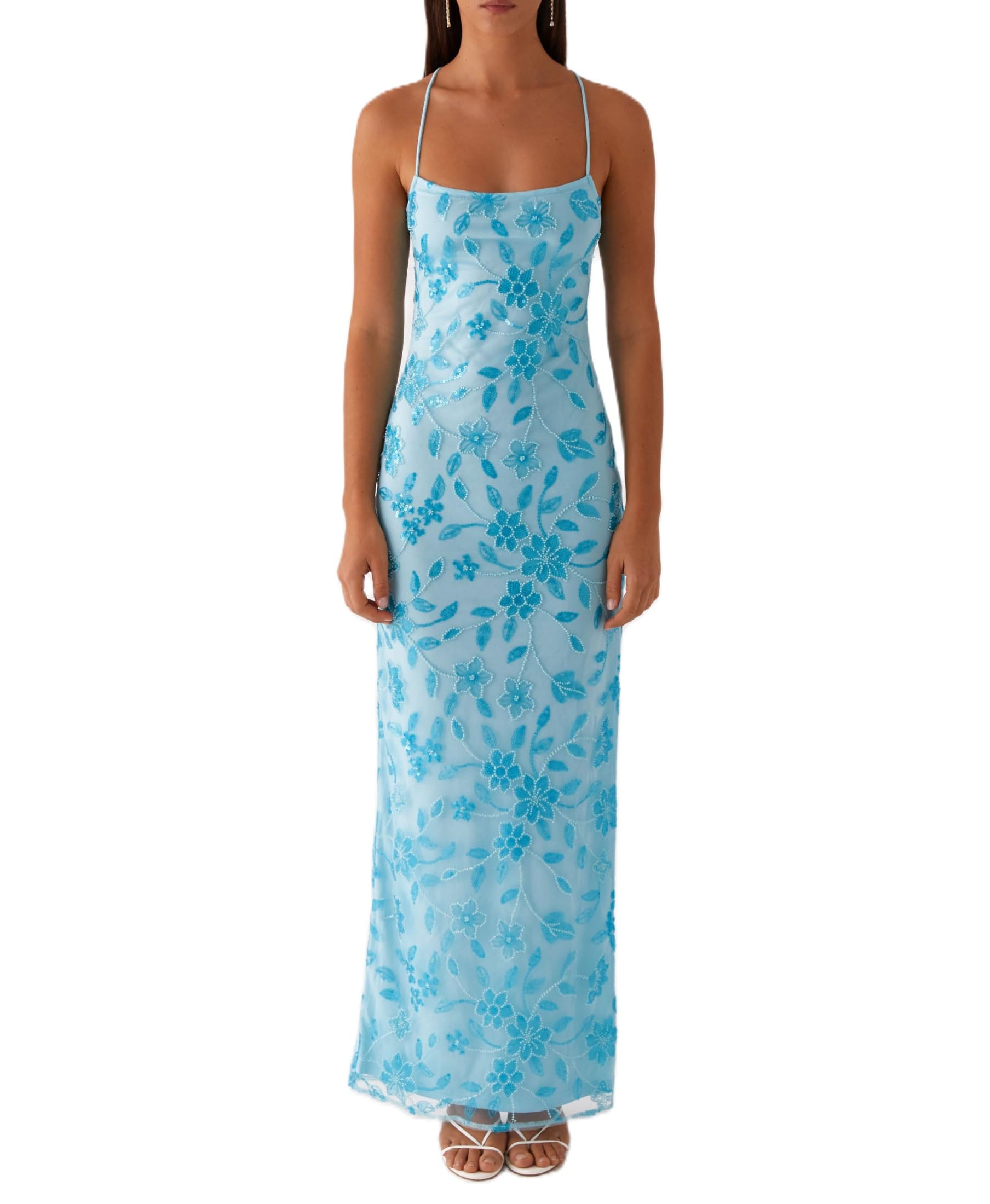 Women Y2K Sequin Sparkle Maxi Dress Sleeveless Backless Glitter Long Dress Rhinestone Cami Dresses Club Party