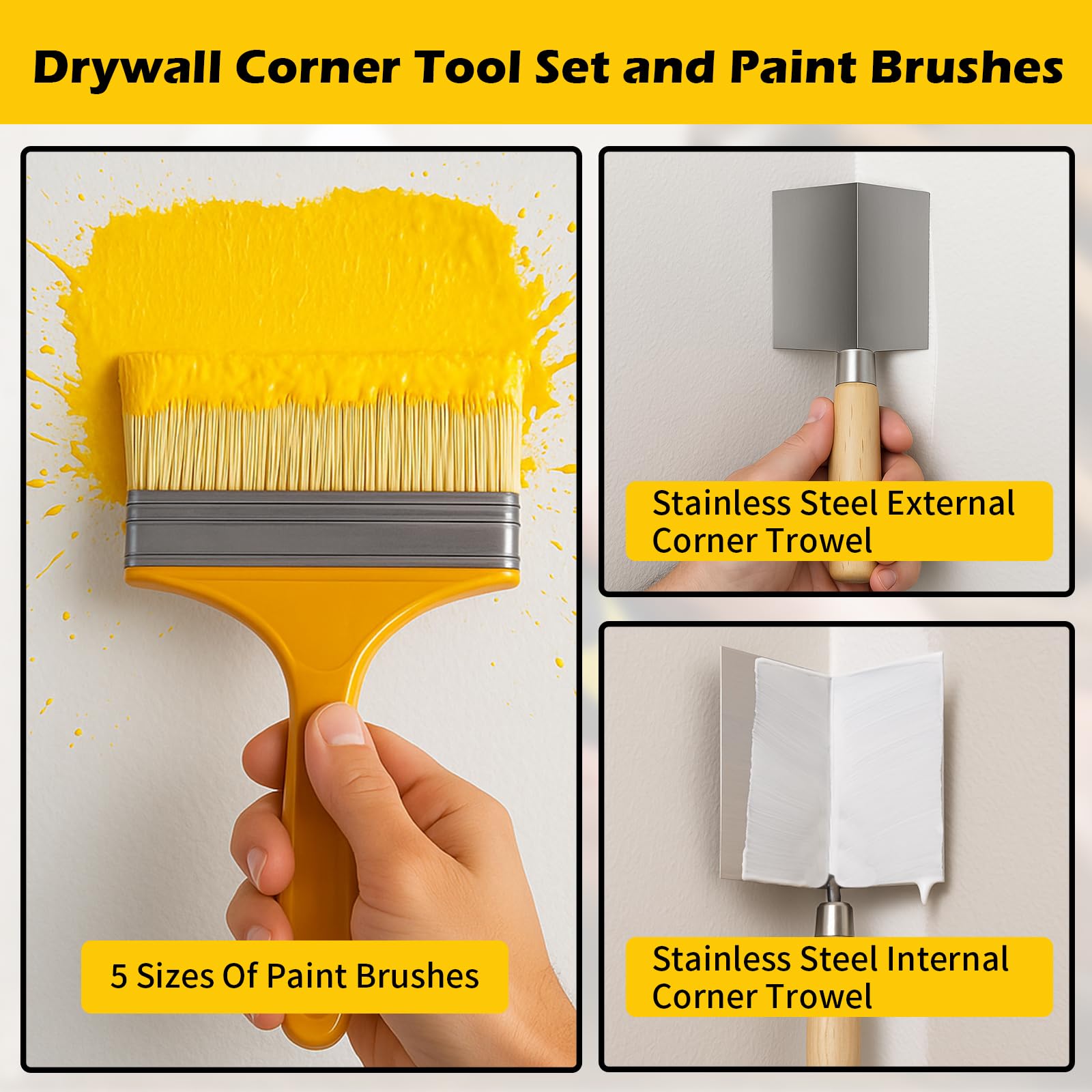 Set di 18 coltelli per stucco, coltello per cartongesso, Espatulas per cartongesso con padella per fango, 2,5 cm, 5,1 cm, 7,6 cm, 10,2 cm, 12,7 cm, 15,2 cm, 17,8 cm, 25,4 cm, 35,6 cm, cazzuola