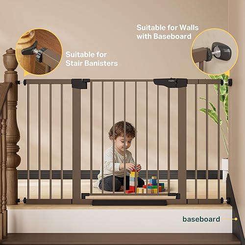 Miniatura 5 de Cumbor Puerta extra ancha para bebés de 29.7 a 51.5 pulgadas para escaleras, puertas para perros montadas a presión para puertas y pasillos, cierre