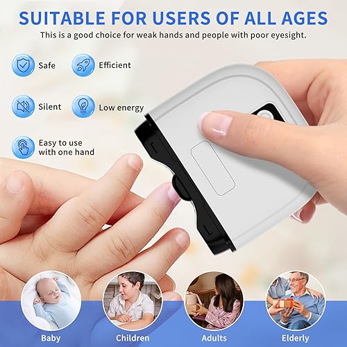 Miniatura 5 de 2026 New 3 in 1 Electric Nail Clipper for Thick Nails & Fragile Nails with Display, 3-Speed, LED Light & Storage, Rechargeable Electric Nail