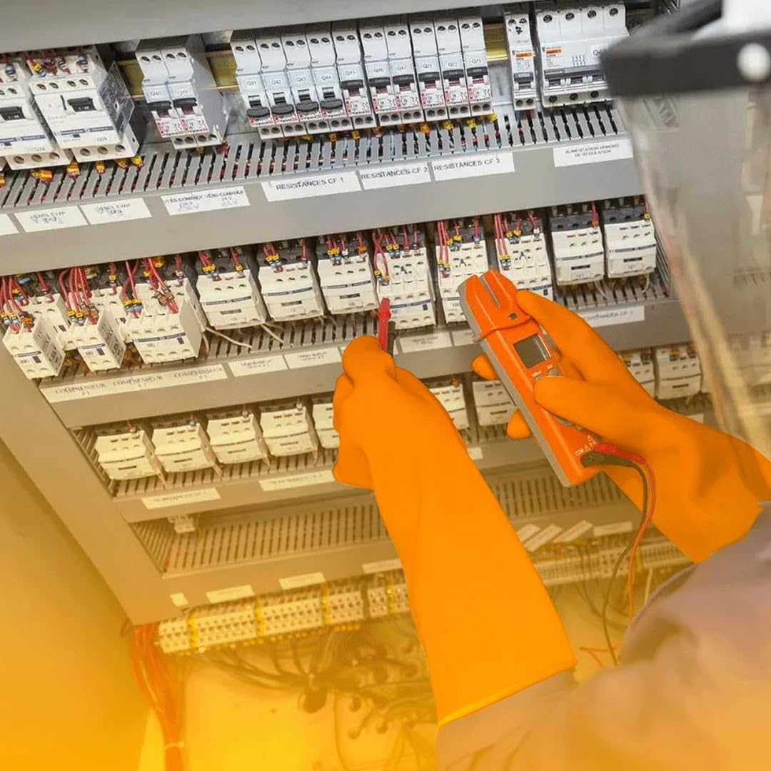 Guantes Electricista Aislantes De 1000V | De Uso Profesional | Protección Dieléctricos Clase 0 | Guantes De Protección Para Trabajo | Duraderos Y Resistente| Color Naranja | Talla L