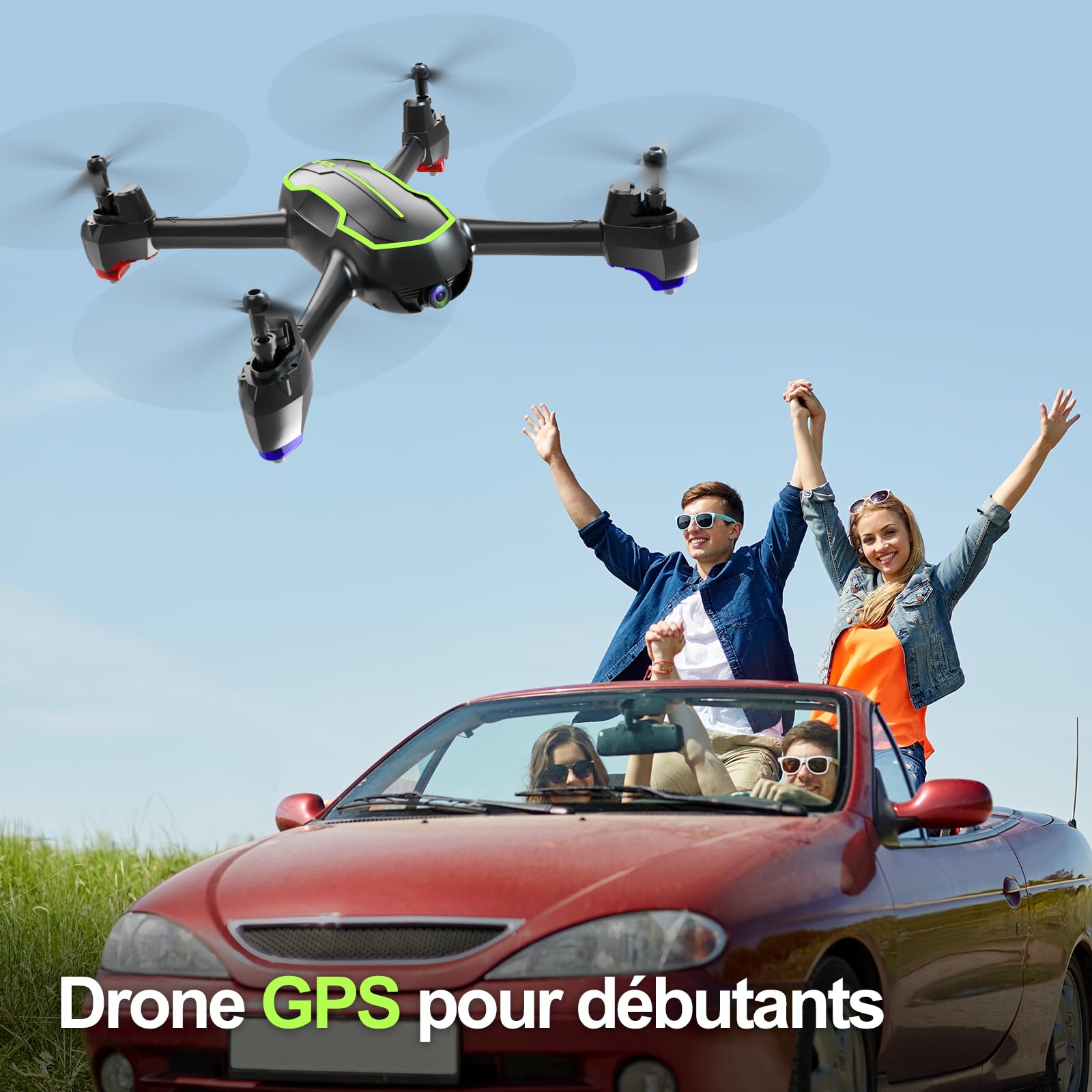 Loolinn | Drone GPS Retour Automatique - Drones Quadricoptère RC avec Caméra Full HD 1080p, Deux Batteries, 32 Minutes de Vol (Cadeau pour les Enfants de plus de 12 Ans)