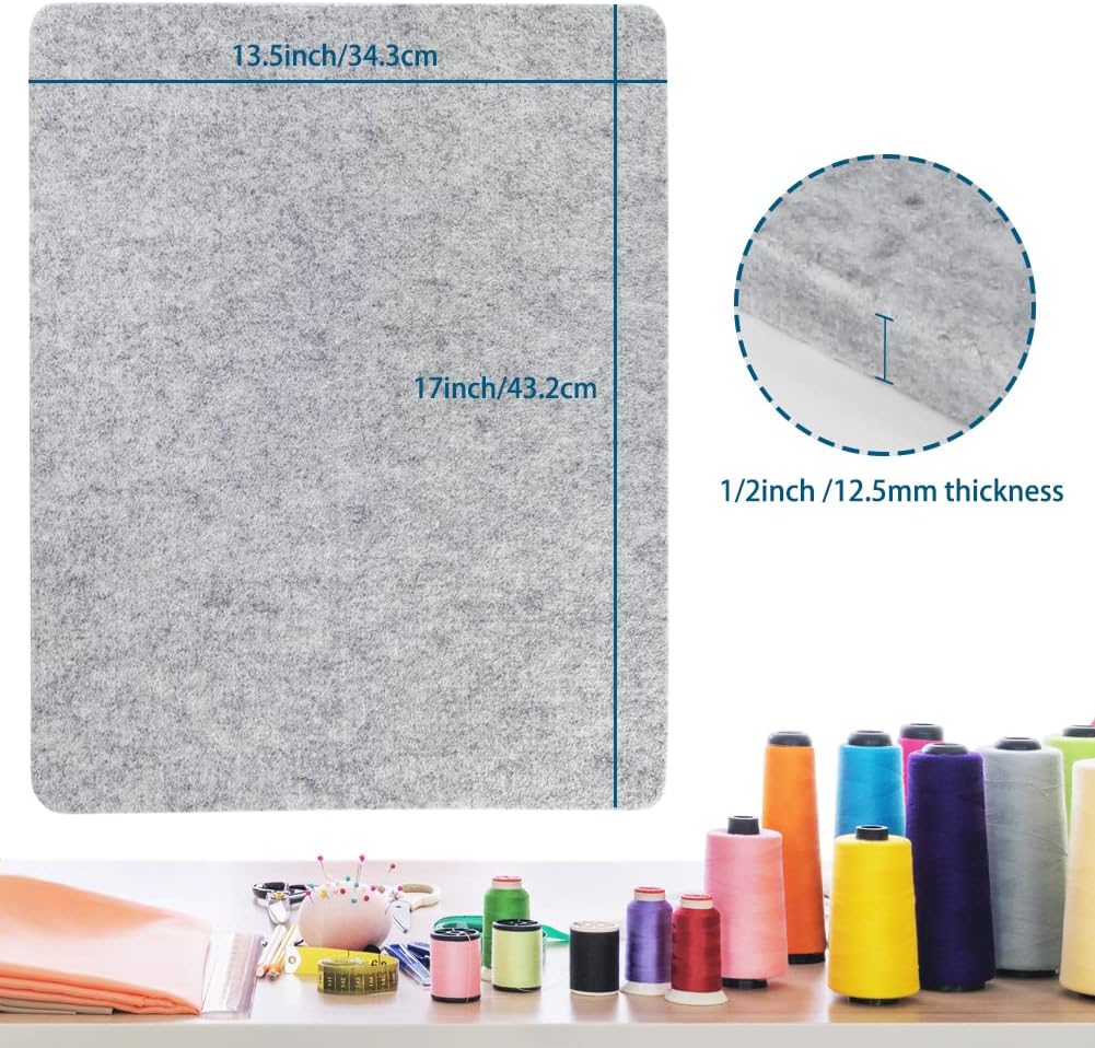 100% Natural Wool Pressing Mat, 17" X 13.5" Portable Ironing Mat 1/2 inch Thick Felted Wool Pad for Quilting Supplies Sewing Notions DIY Crafts