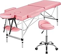 Vista 1 de Yaheetech Mesa de masaje con taburete rodante y silla de salón ajustable Cama de masaje de aluminio Taburete giratorio Mesa de encerado Cama