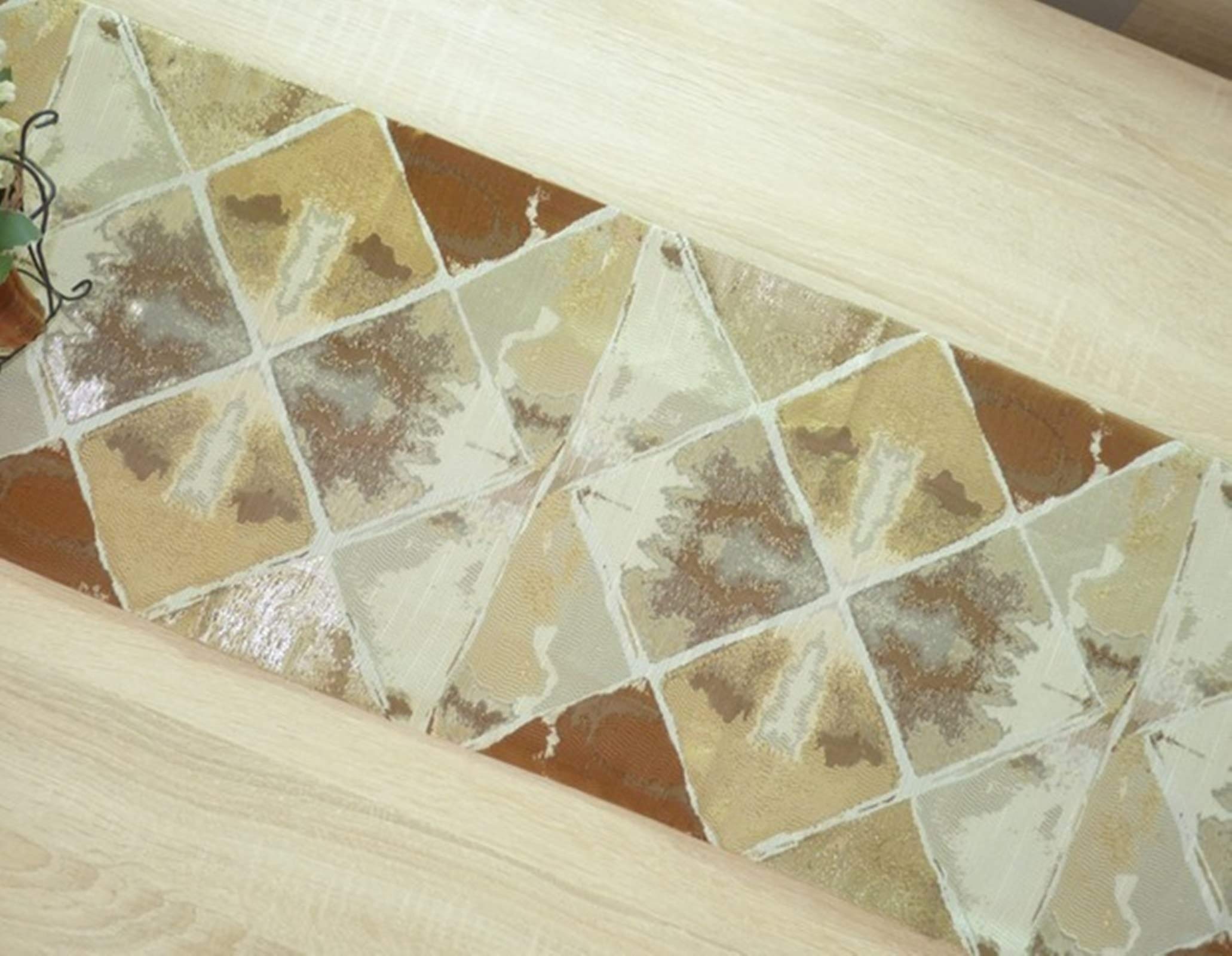 Świąteczny bieżnik na stół wiejski, świąteczny bieżnik na stół krótki 33 x 240 cm brązowy geometryczny romb bawełna len minimalistyczny wystrój 32 x 240 cm