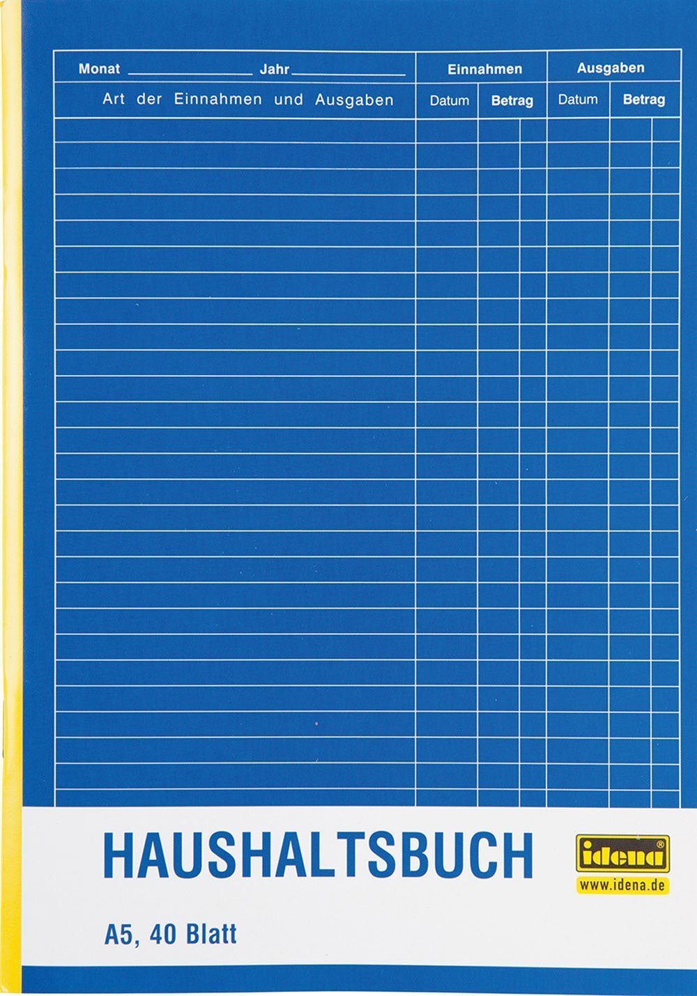 5 Stück Idena 314252 - Haushaltsbuch, DIN A5 doppelseitig, holzfreies Papier, 40 Blatt