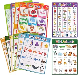 Lachilly Pre-Primer Fun Learning Poster Flash Cards - Perfect for Toddler Education, Pre-K and Kindergarten Learning Activities, Suitable for Autistic Children and Primary School Kids, 10 Sheets