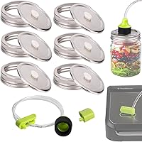 Vista 1 de Tapas de tarro de vidrio con sellado al vacío FoodSaver para sellador al vacío, tapa de sellado al vacío para tarros Mason de 3.38 pulgadas, 6