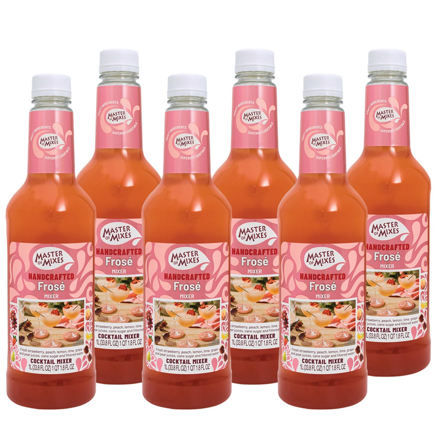 Master of Mixes Frosé Drink Mix, Ready to Use, 1 Liter Bottle (33.8 Fl Oz), Pack of 6