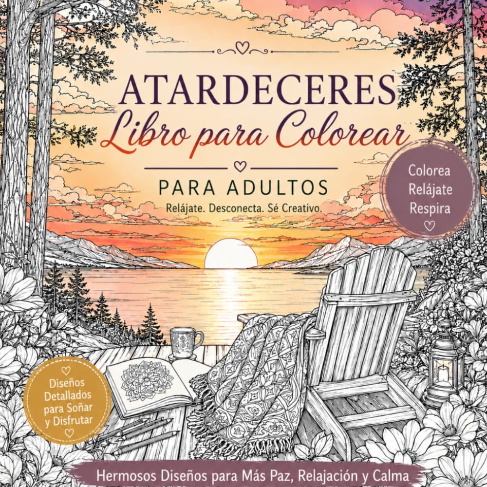 Libro para Colorear Atardeceres: Paisajes detallados y hermosas escenas de la naturaleza para relajarse, aliviar el estrés y disfrutar coloreando