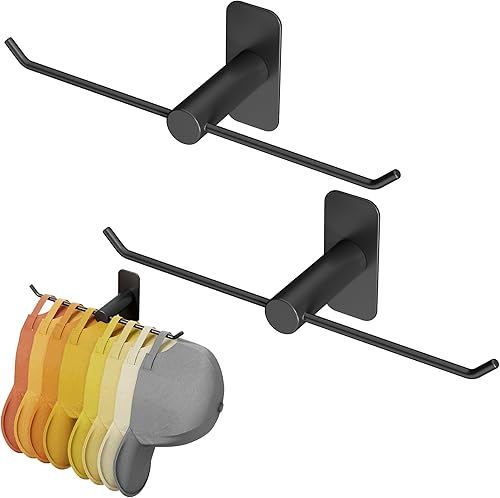 niffgaff Paquete de 2 soportes para sombreros para gorra de béisbol, ganchos para sombreros de vaquero, adhesivo para almacenamiento de sombreros en