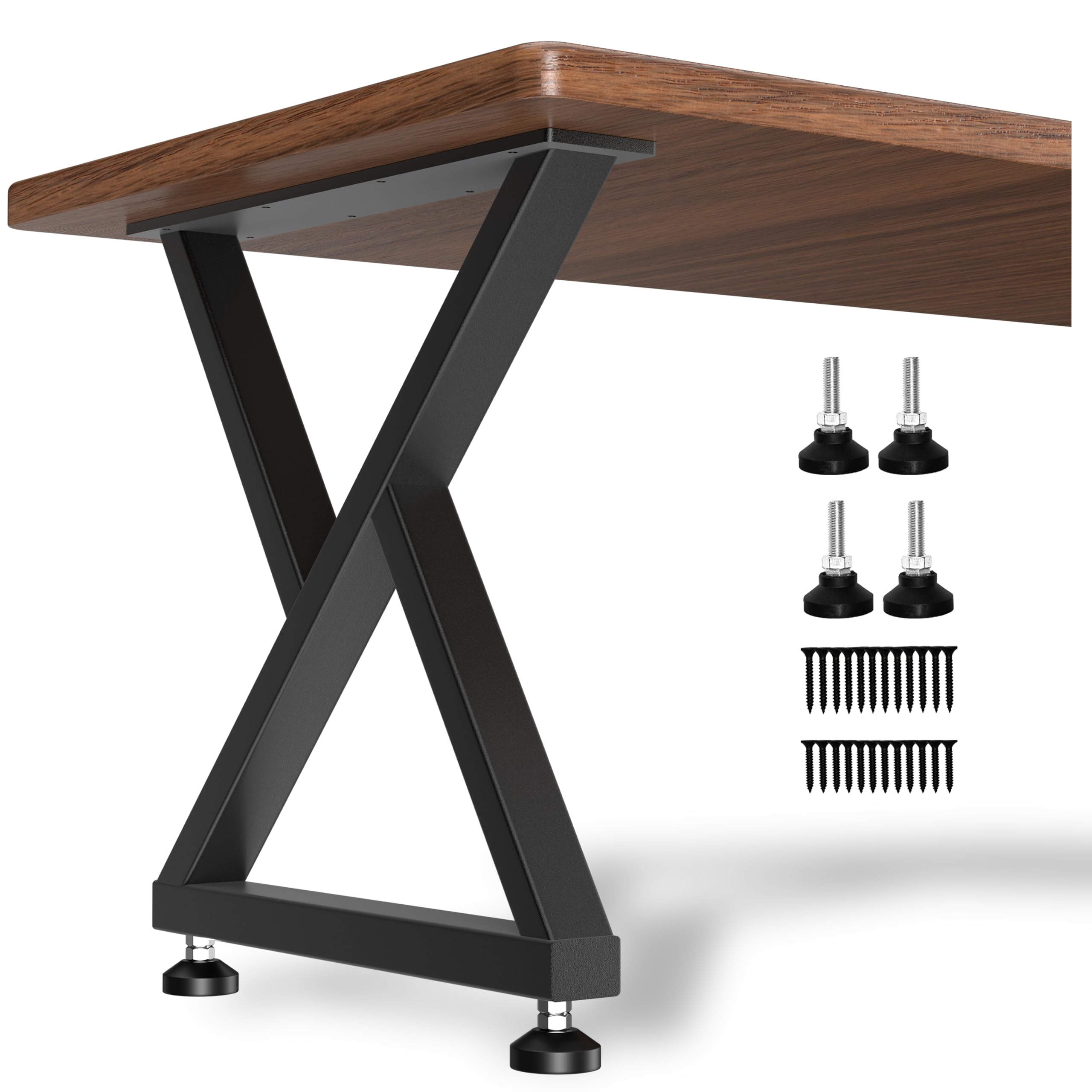 28" Heavy Duty X-Frame Metal Desk Legs, 28x18 Inch, Set of 2