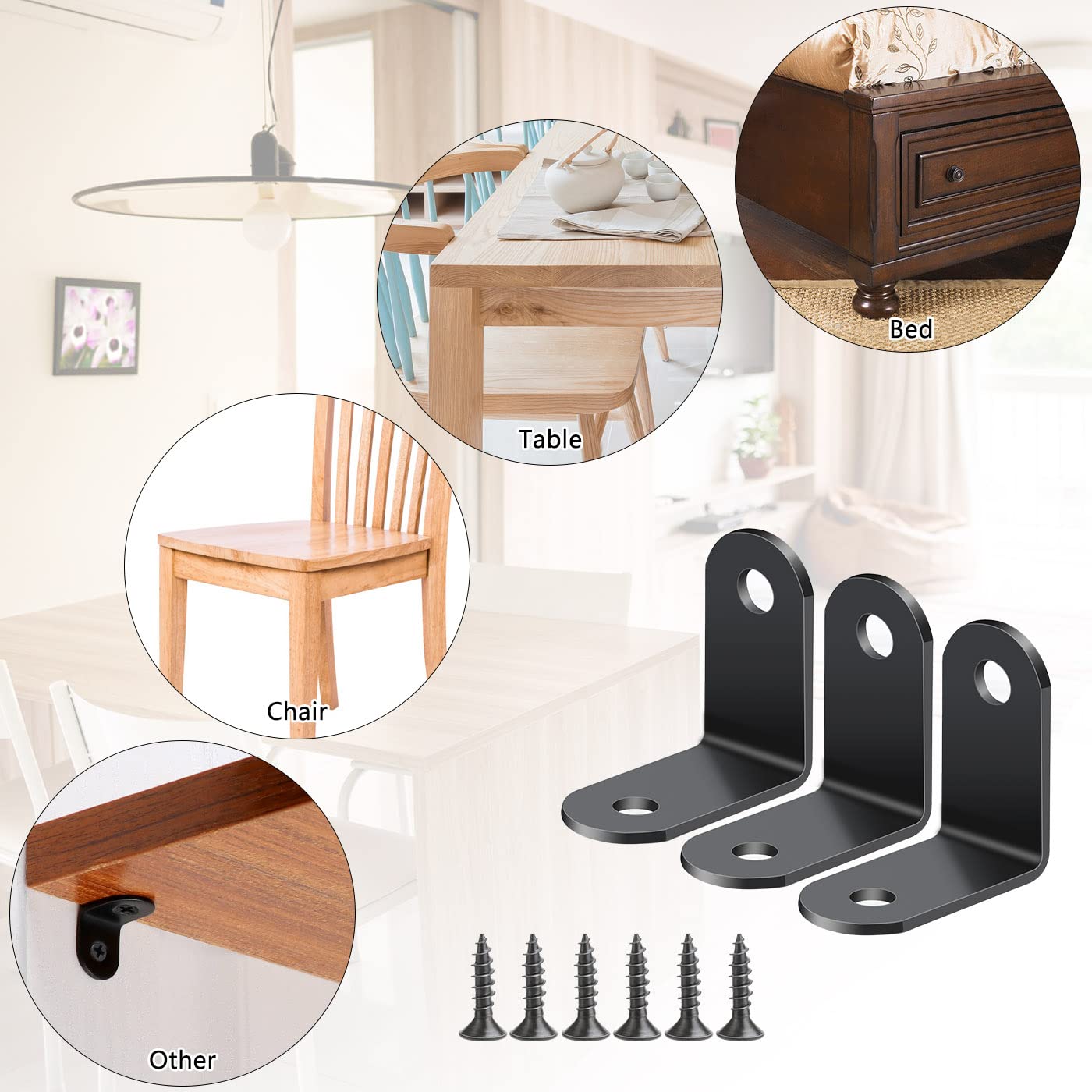 10 pezzi Supporti Angolo Staffe Angolari Inox Con 40 Viti per Ripiani, 90 Gradi Squadrette Angolari 30 x 30 x 2mm per Mobili Facilmente Danneggiati come Tavoli, Sedie, Letti, ecc (nero)