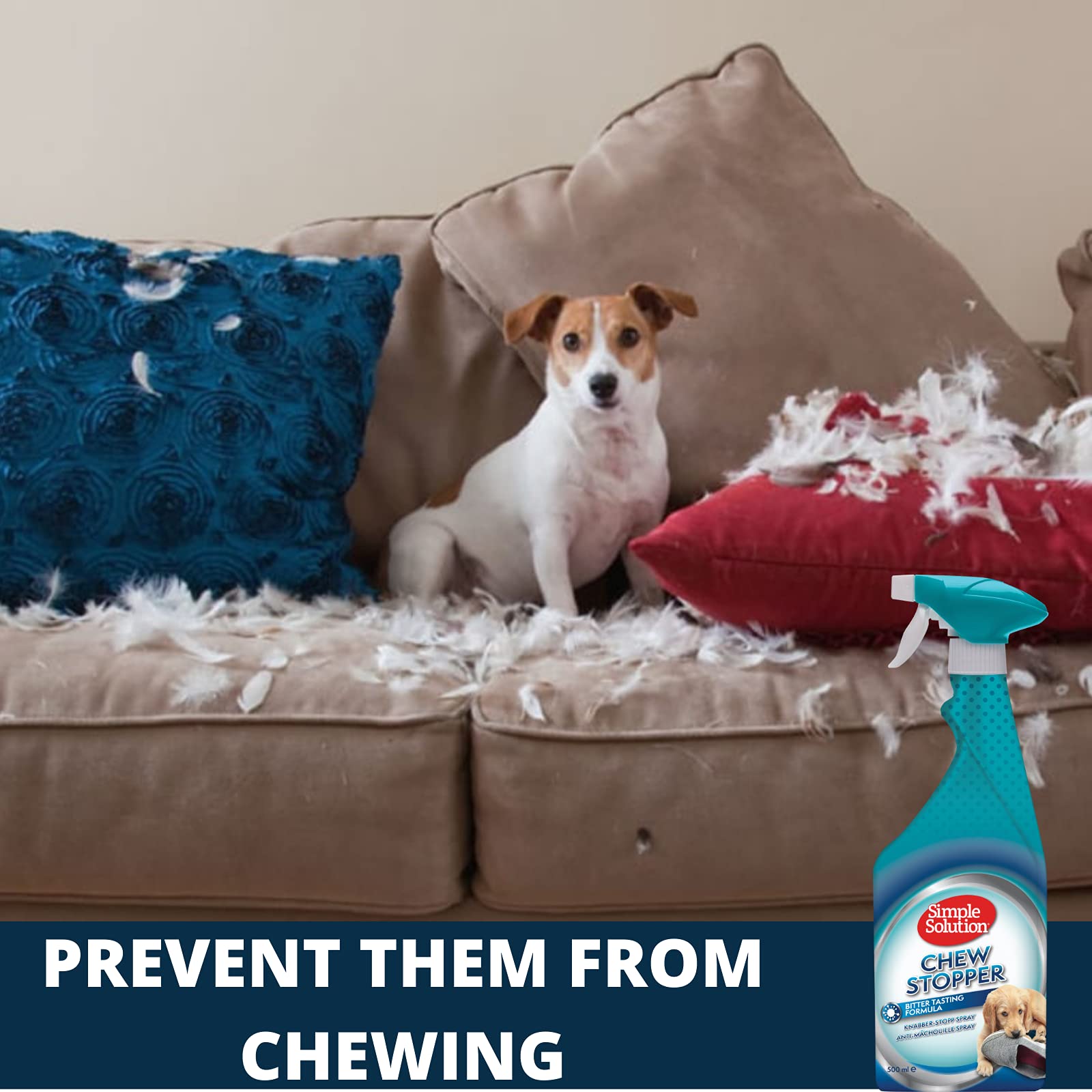 Simple Solution Fast Acting Chew Stopper Spray for Dogs Bitter Taste Anti Chew Formula Helps Prevent Furniture Damage by Chewing Nibbling and Licking Safe Training Aid for Pets 500 ml 4