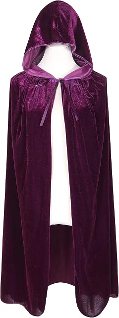 Txian Kids Hooded Velvet Cloak Halloween Christmas Fancy Cape for Kids (Purple)