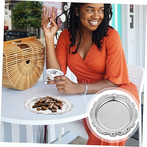 Miniatura 6 de BESTOYARD Bandeja redonda dorada para tartas de hierro, platos de cena de café turco, bandeja para collar, pulsera, decoración de mesa, decoración